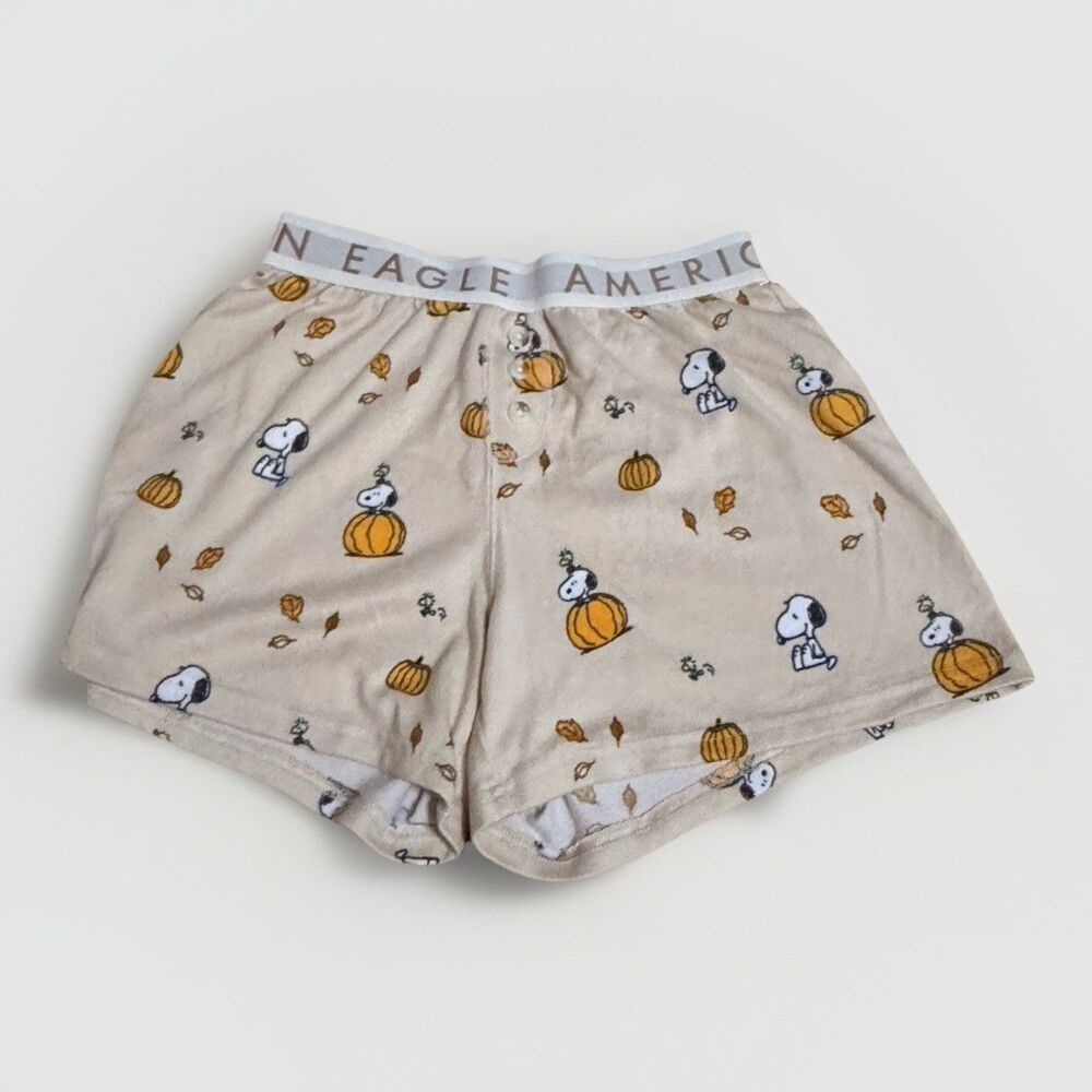 American Eagle AE Peanuts Fall 2024 Pumpkin Plush PJ Shorts Size XXS